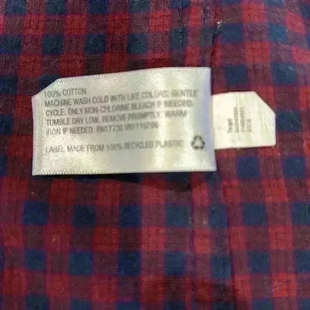 Goodfellow & Co, navy and burgundy check long sleeve shirt. Size XL - Picture 4 of 5